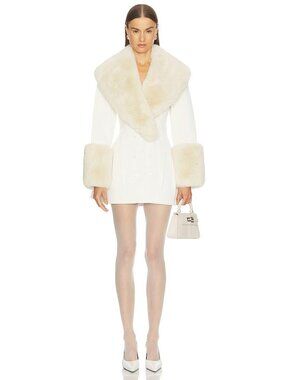 LOBA Julieta Faux Leather Coat in Ivory